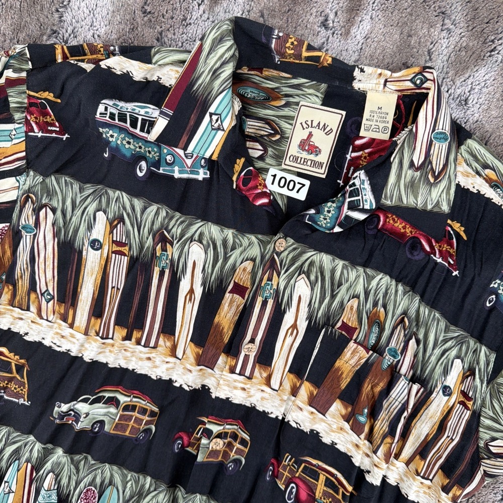 Island Collection Men's Hawaiian Beach Surfboard VW Bus Woody Size M